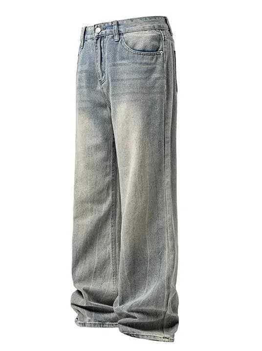 Men's Clothing Men's White Base Bootcut Jeans - Lightning Wash & Embroidery Denim (Artisan Edition)