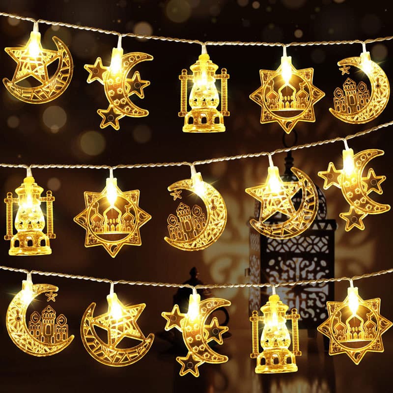 New LED String Lights Moon Castle Palace Lantern Muslim Eid Al-Adha Decorative Lanterns