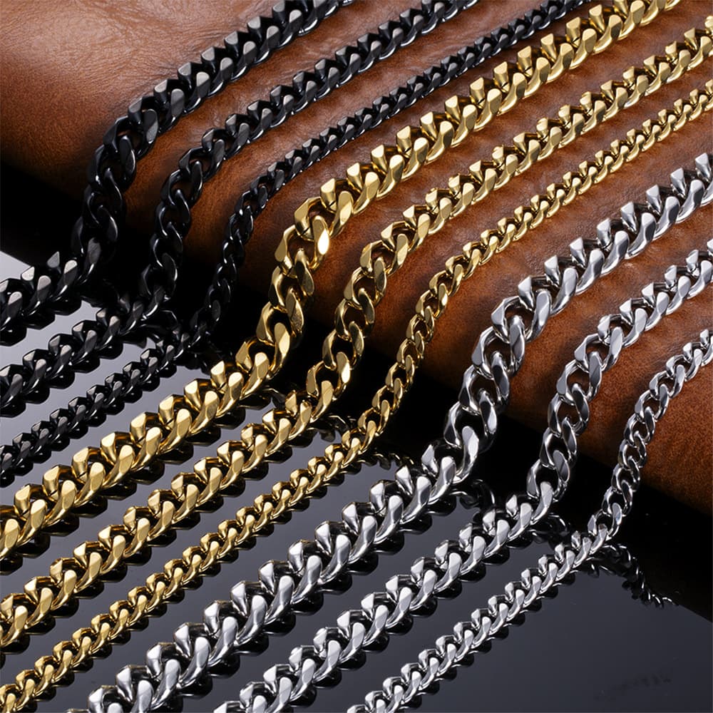 Necklaces Stainless Steel Necklace Titanium Steel Grinding Edge Chain Vacuum PVD Electroplating 18k Gold Long Necklace
