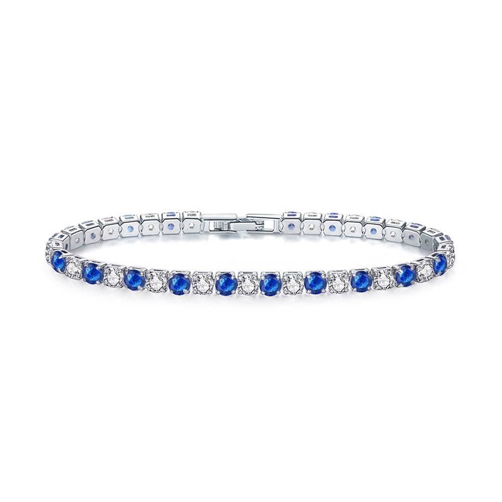 Bracelet en zircon à une rangée de diamants ronds de 4 mm, style tennis, bijou hip-hop à bordure croisée.