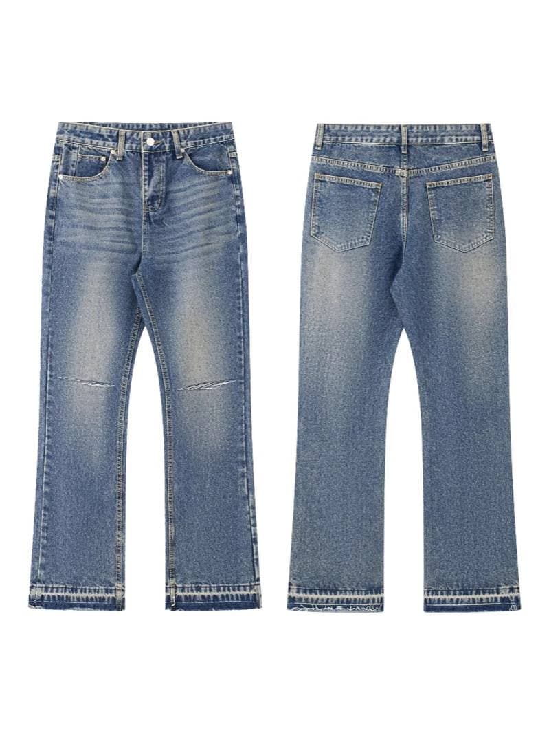 Men's Clothing Retro Hip Hop Printed Jeans Street Fashion Loose Straight Wide Leg Pants