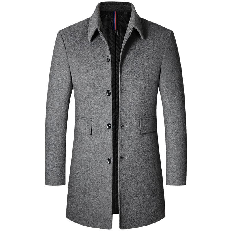 Men's Clothing Woolen Coat Autumn And Winter Mid Length Men's Woolen Coat Middle Aged Men's Lapel Windbreaker Top