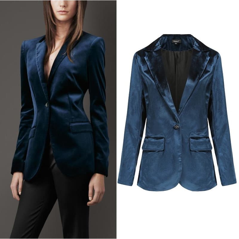 2025s Women's Top Coat Autumn And Winter New Solid Color Minimalist Gold Velvet Small Suit For Women