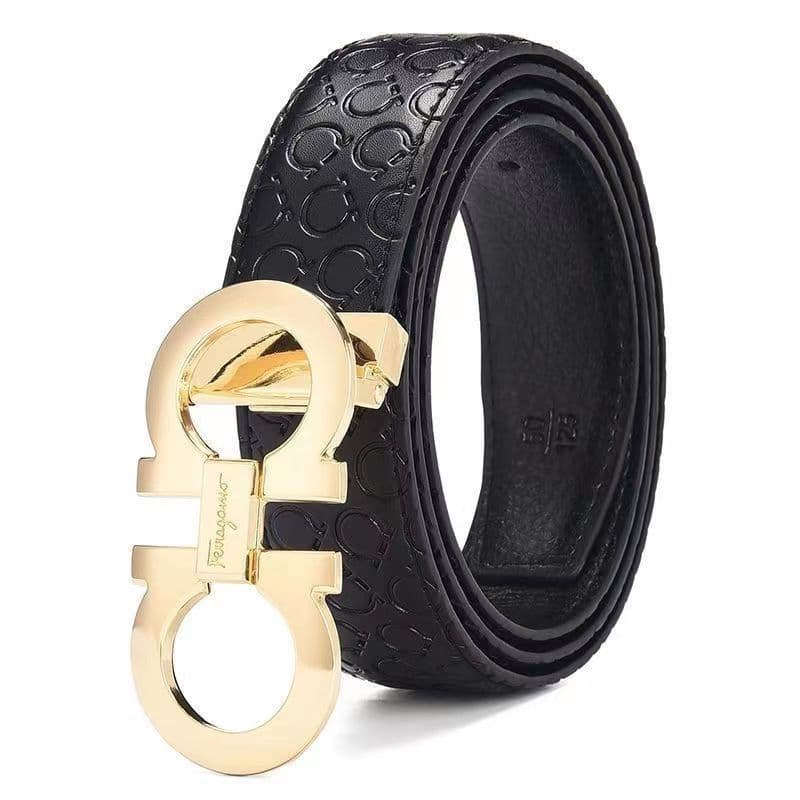 Ceinture en cuir à boucle lisse pour homme, style business, haut de gamme, tendance, élégante et durable