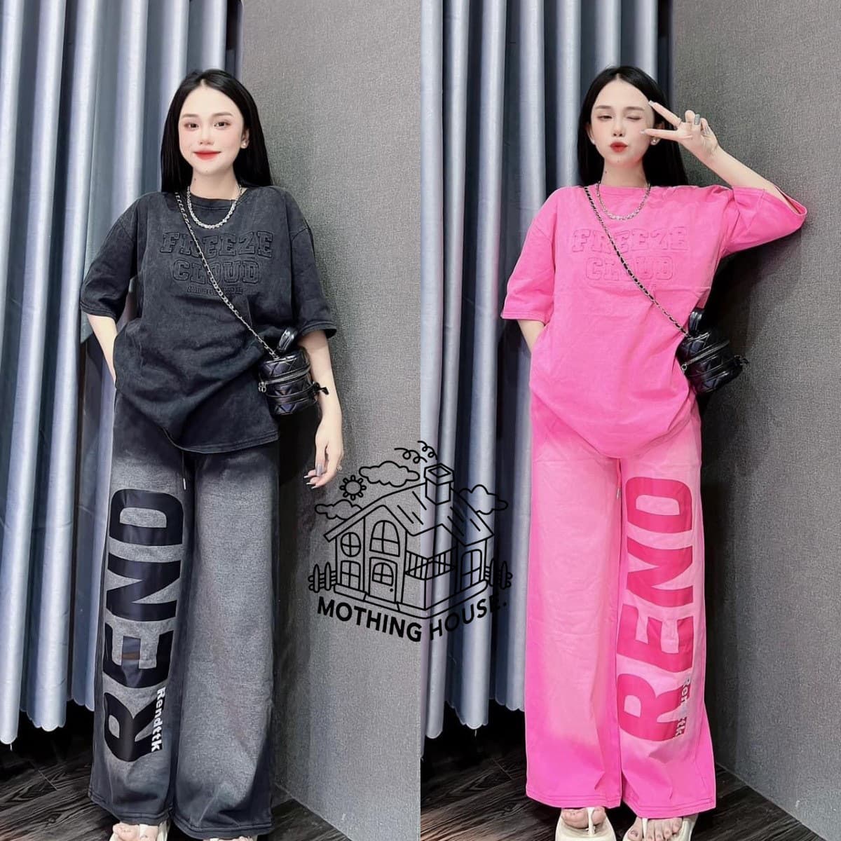 Women's Clothing Southeast Asian Fashion Women's Sporty Casual Two-Piece Set Summer Style American Print Short Sleeve Top Wide Leg Pants