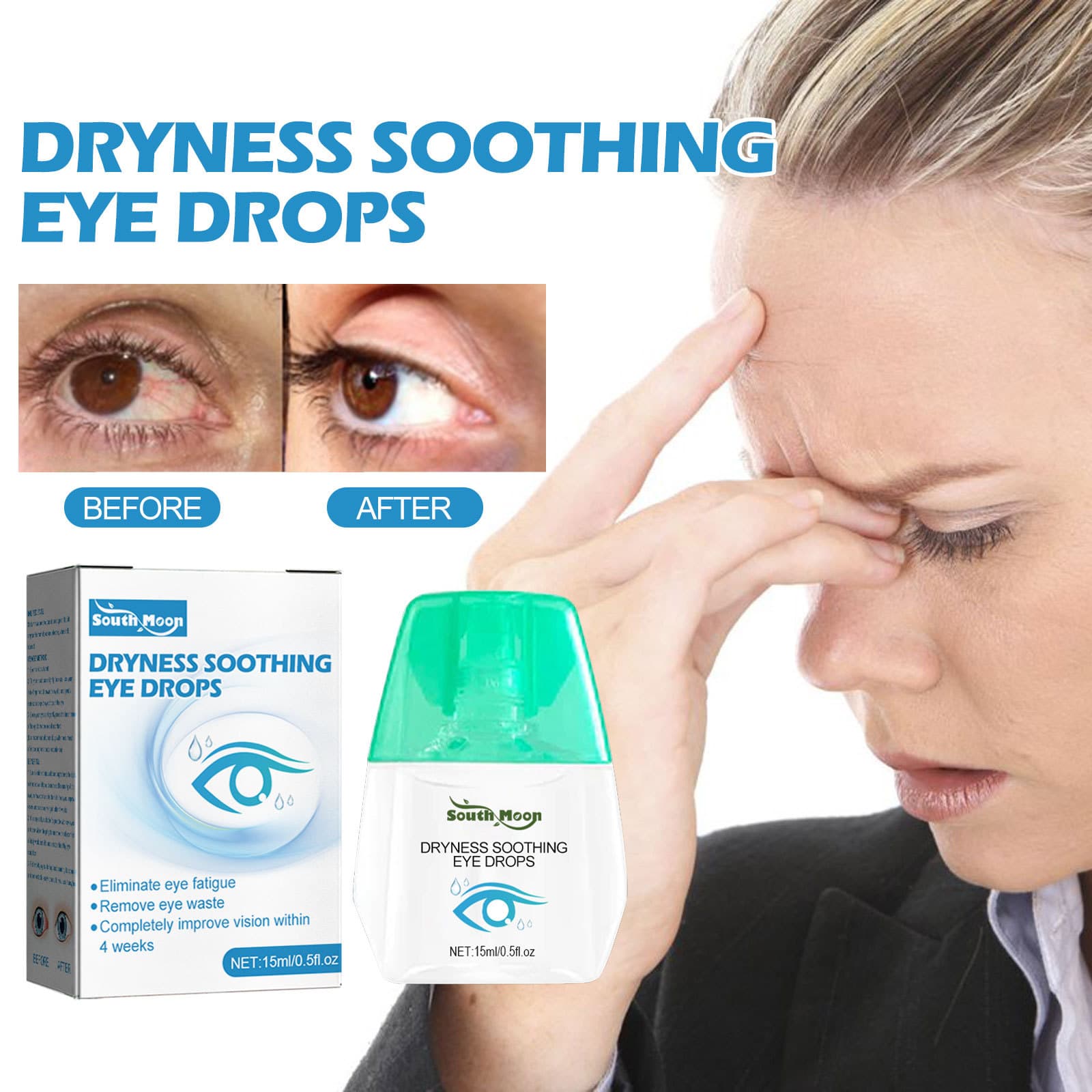 South Moon Dry Soothing Eye Drops Relieve Eye Fatigue, Dry Eyes, Red Eyes and Blurred Vision Eye Care Solution