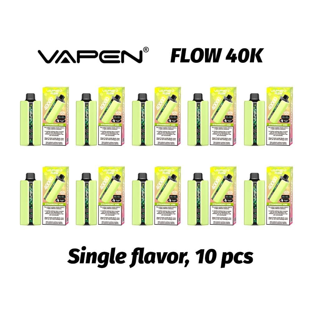 Lot de 10 cigarettes électroniques jetables Vapen Flow 40 000 bouffées (2 %), 20 000, 30 000 et 50 000 vapes. Technologie de goût constant.