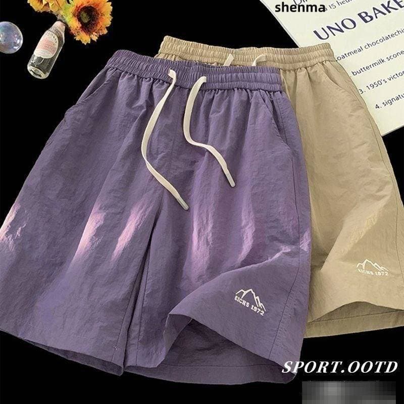 Summer Dopamine Quick Drying Ice Silk Shorts Korean Style Relaxed American Style Slightly Elastic Loose Five Point Pants For Men And Women