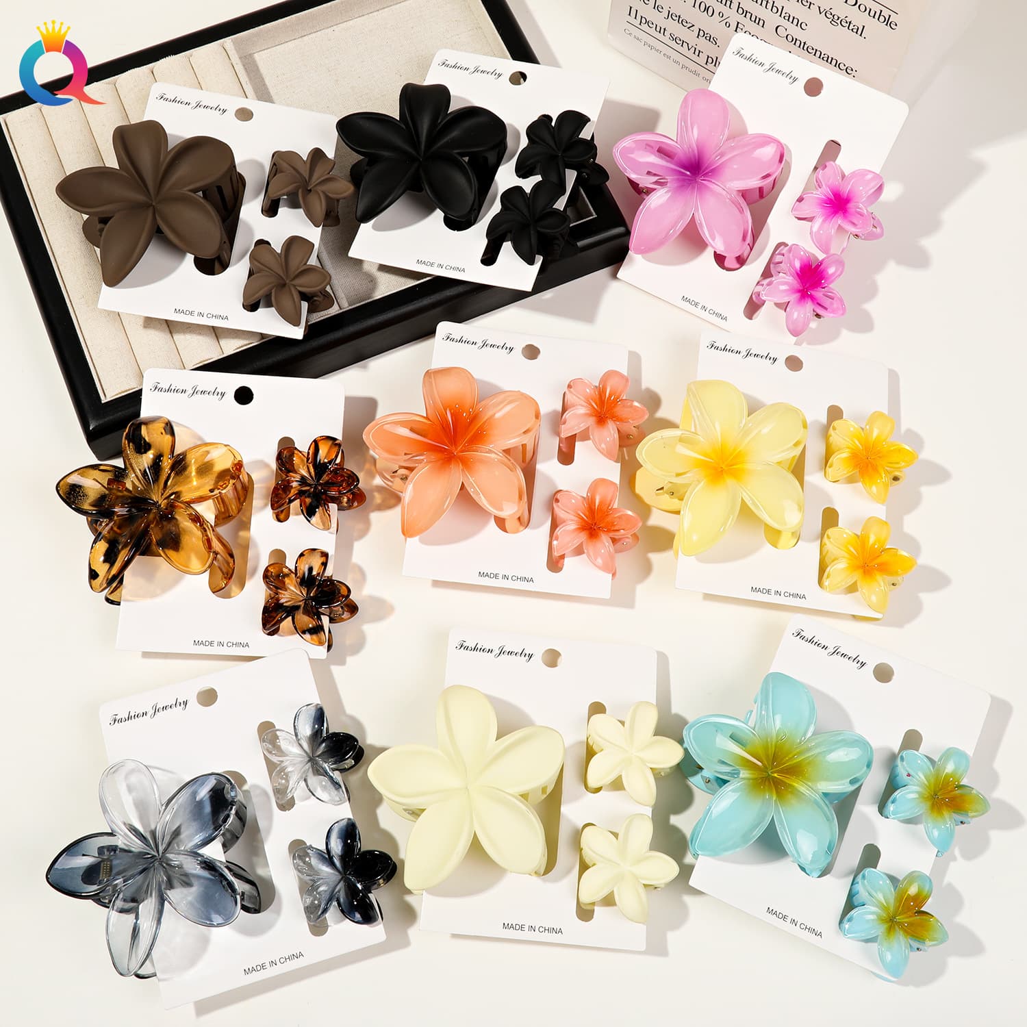 Flower Hair Clips Set - 6pcs Tropical Vacation Hair Accessories For Women Non-Slip Jaw Clips For Beach Party & Wedding