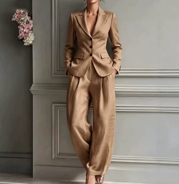 Ensemble tailleur décontracté et tendance pour femme, style européen-américain, site web indépendant, nouveauté 2026, veste et pantalon.