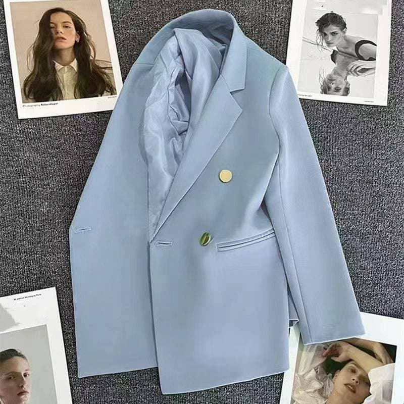 Women's Clothing Blue light color commuter style suit jacket