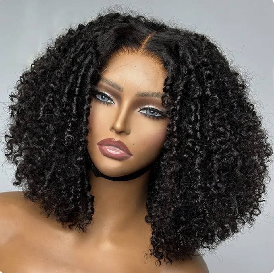 Pixie Curls Raw Human Hair Super Double Drawn Glueless Wig 13x4 Lace Transparent Lace Frontal Human Hair Wigs