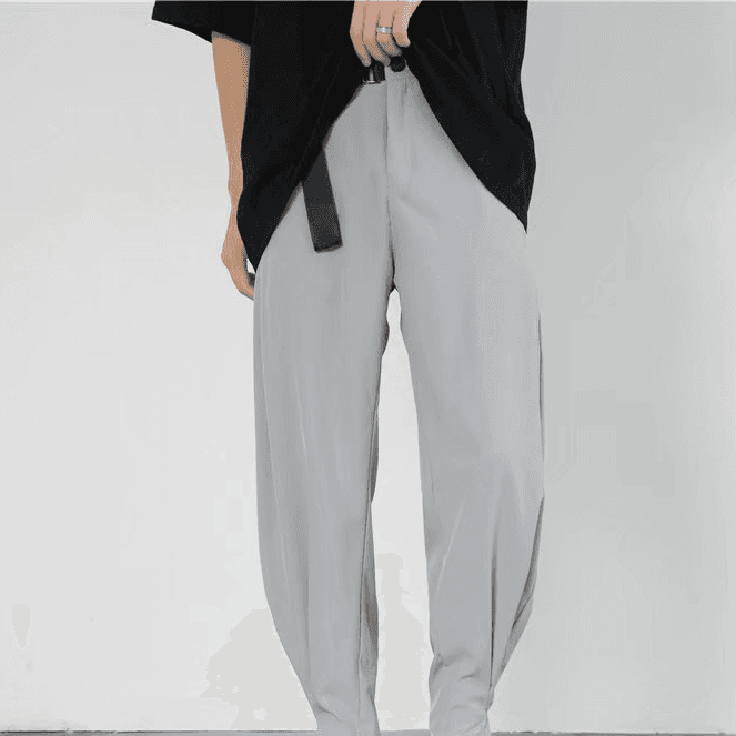Men's Clothing Trendy Loose Summer Thin Style Cuffed Casual Pants Drape Elastic Men's Nine Point Small Suit Pants