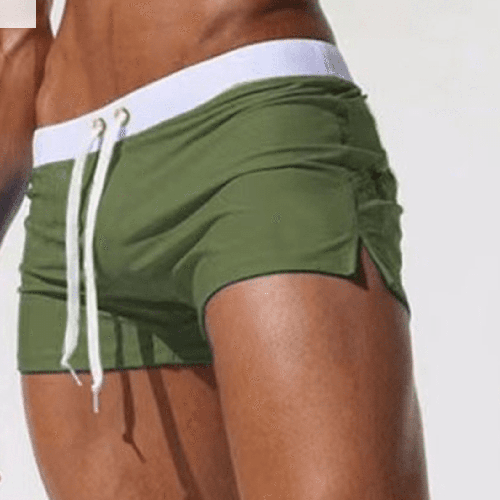 Men's Clothing New Contrast Color Solid Color Stretch Beach Pants Men's Swimming Trunks