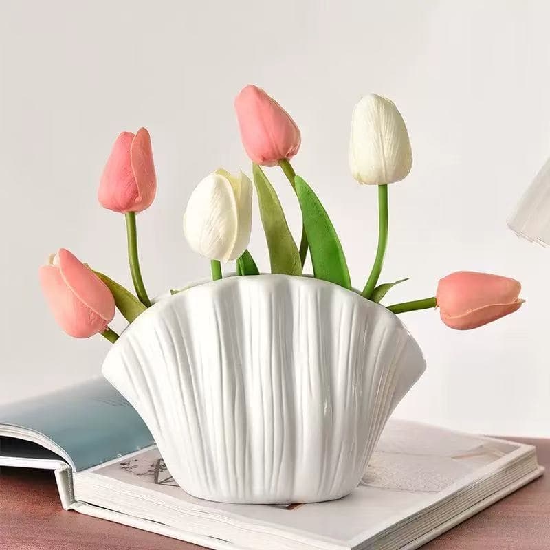 Creative Home Decor Items, High-value Flower Vases, Restaurant Flower Arrangements, Hydroponic Dried Flower Vases, Plain White Seashell Vases