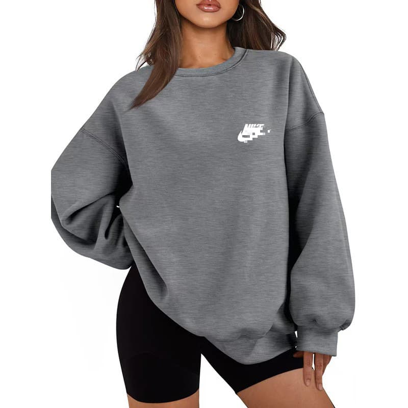 Sweat-shirt ample à col rond pour femme, imprimé de marque tendance printemps, automne et hiver