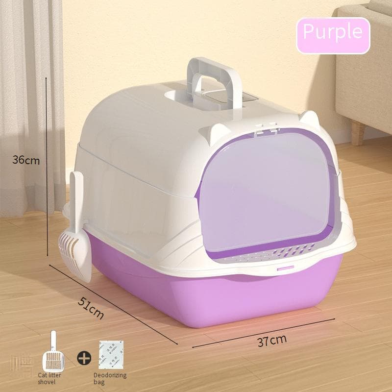 Pet Products Cat Litter Box Fully Enclosed Large Anti Splash Deodorizing Cat Toilet With Handle Flip Cover Cat Feces Box