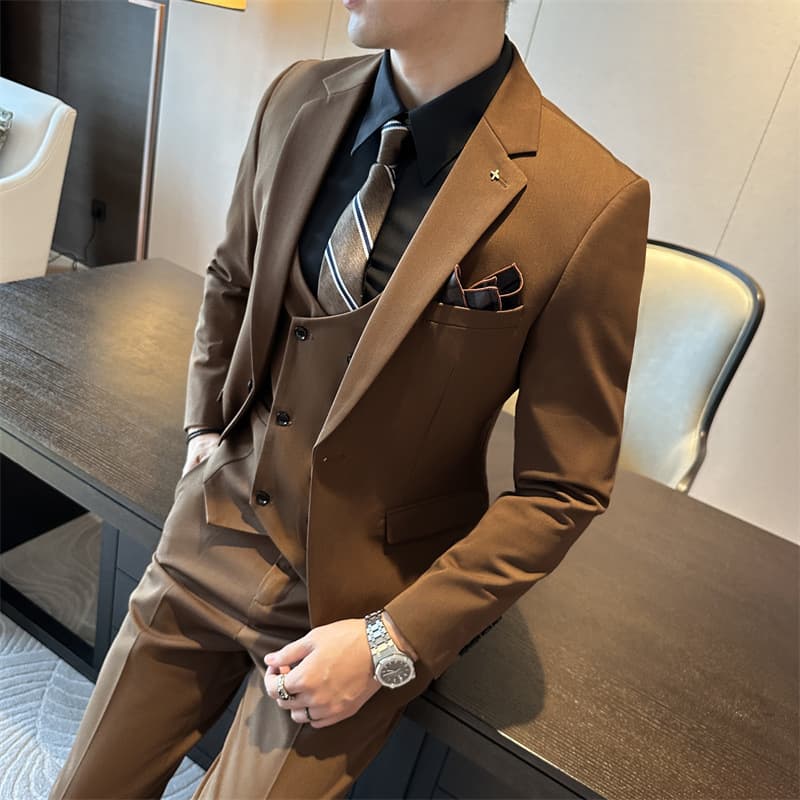 Men's Clothing Autumn High Quality Dark Green Suit Men's Suit Business Casual Formal Wear Groom Wedding Dress