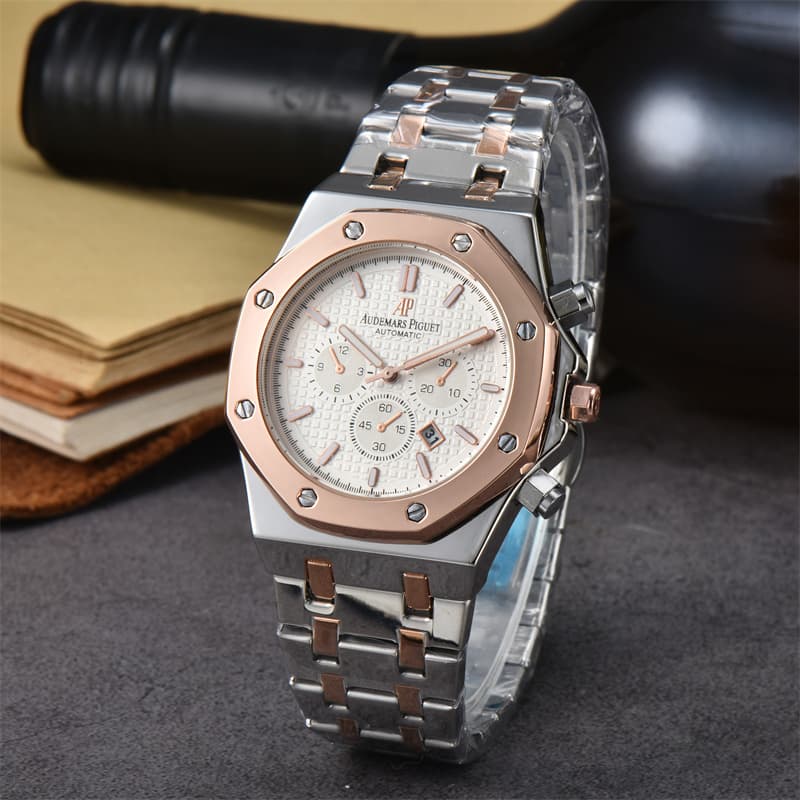 Nouvelle vente chaude AP hommes mode polyvalent montre à Quartz calendrier bracelet en acier montre décontractée