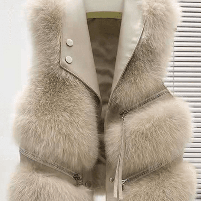 Women's Clothing Fur Vest Lapel Zipper Short Stitching Fur Fashion High end Jacket