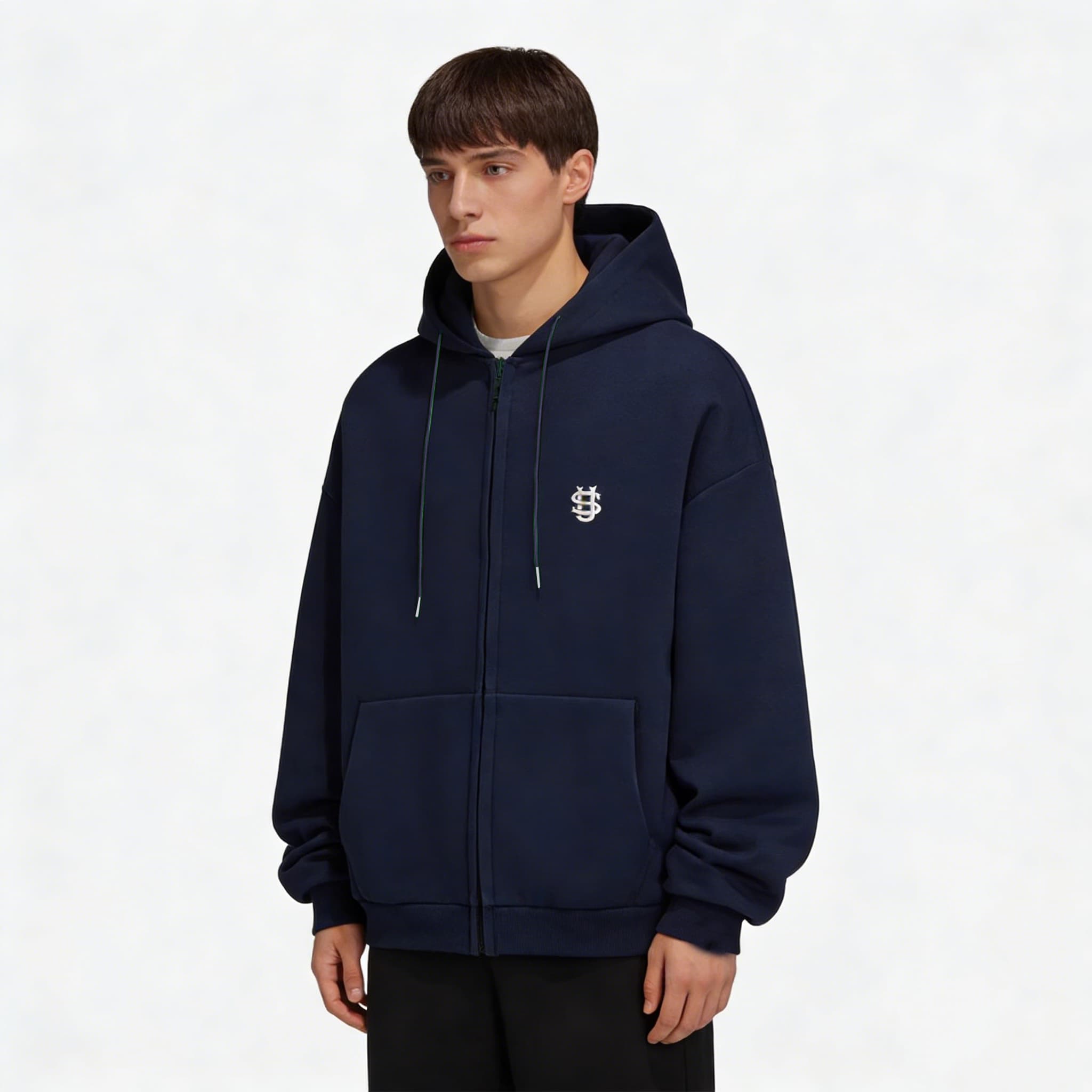 Pantalon unisexe tendance rétro streetwear hip-hop décontracté, taille élastique, fermeture éclair, coupe ample, couleur unie, style sport.