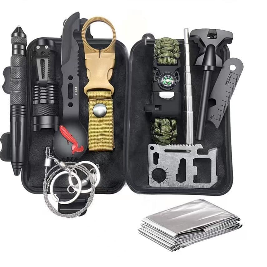 Wilderness survival gear 13 outdoor multifunctional tool set adventure self-defense first aid supplies