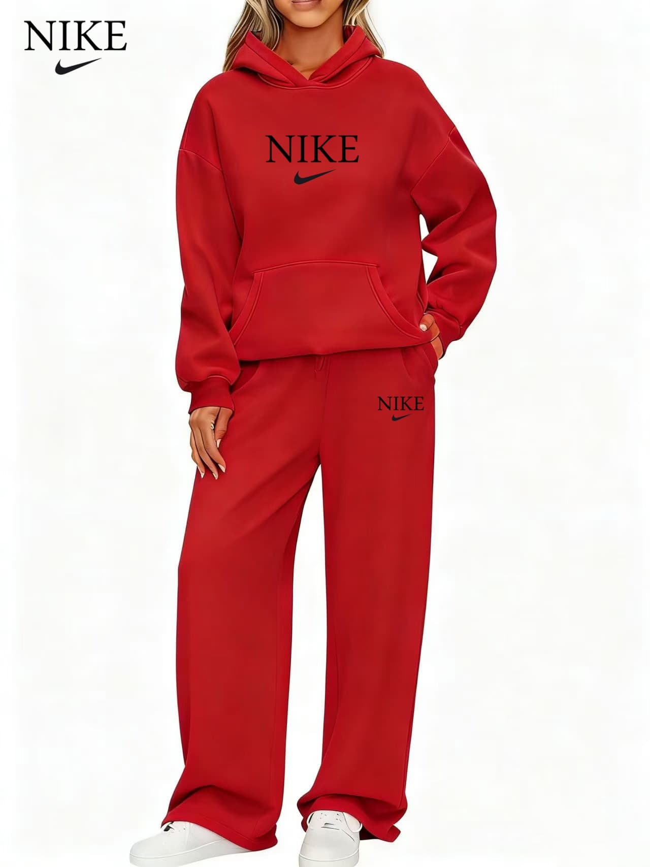 Ensemble de survêtement Nike pour femme, sweat à capuche oversize, pantalon de jogging, style streetwear, 2 pièces