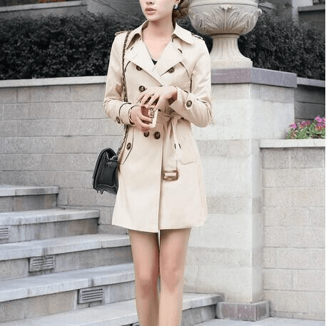 Women's Fashion Slim Plus Size Trench Coat