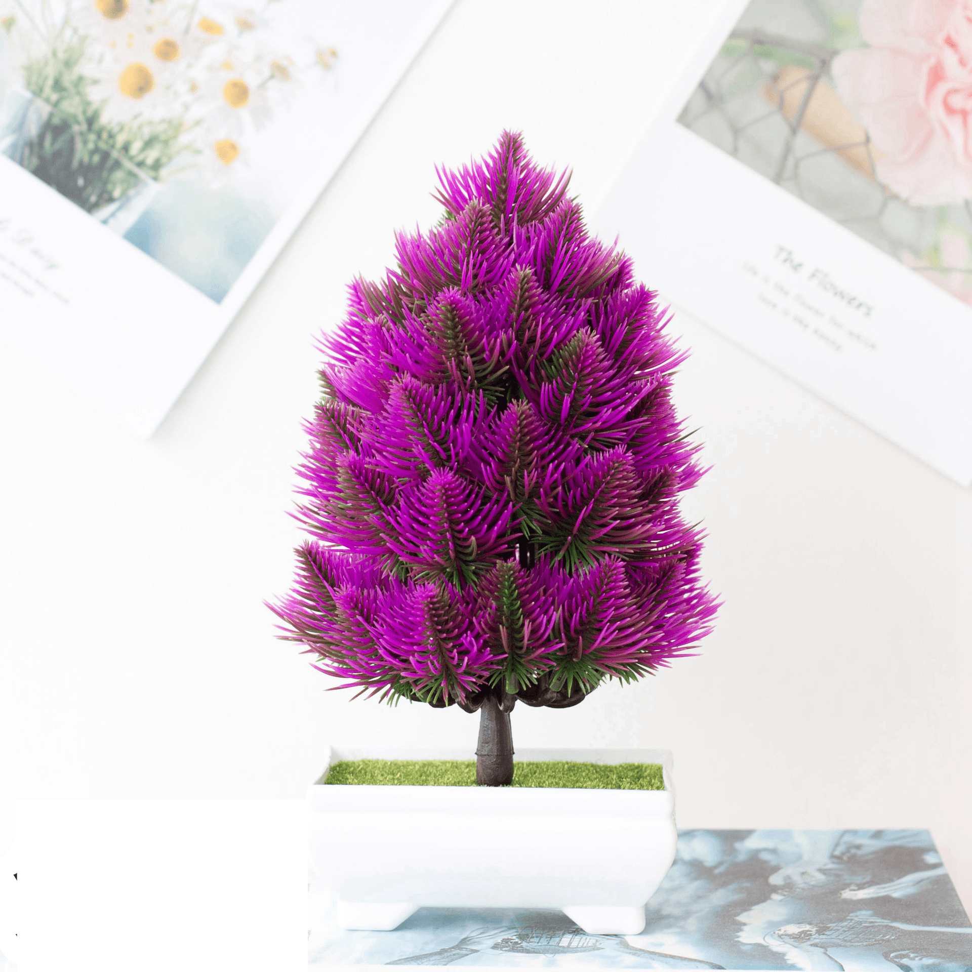 Wholesale simulation pine tree bonsai plastic green plant flower potted plant small home decoration desktop ornaments