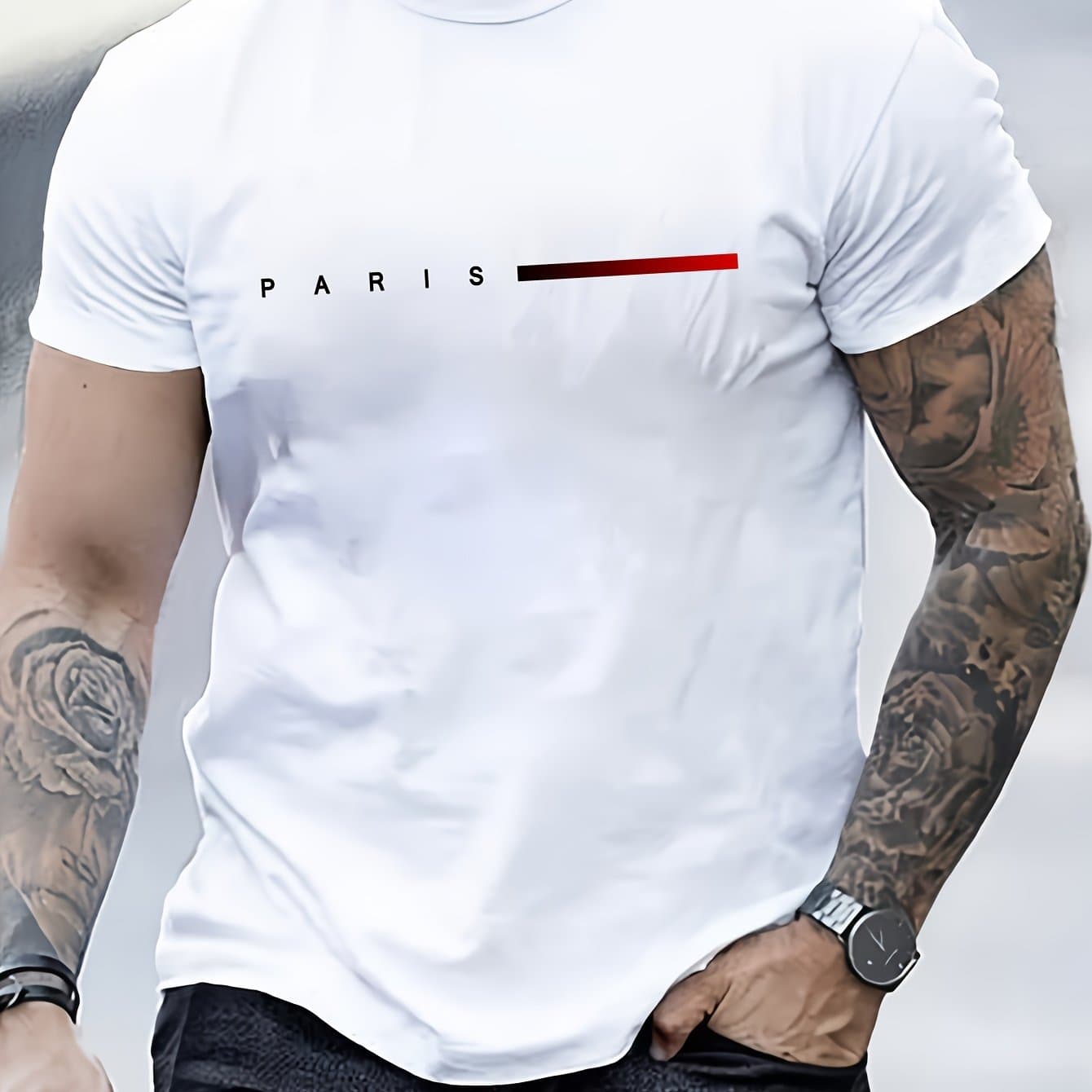 T-shirts à manches courtes pour hommes, coupe ajustée, en pur coton, imprimés, tendance, décontractés et polyvalents, été