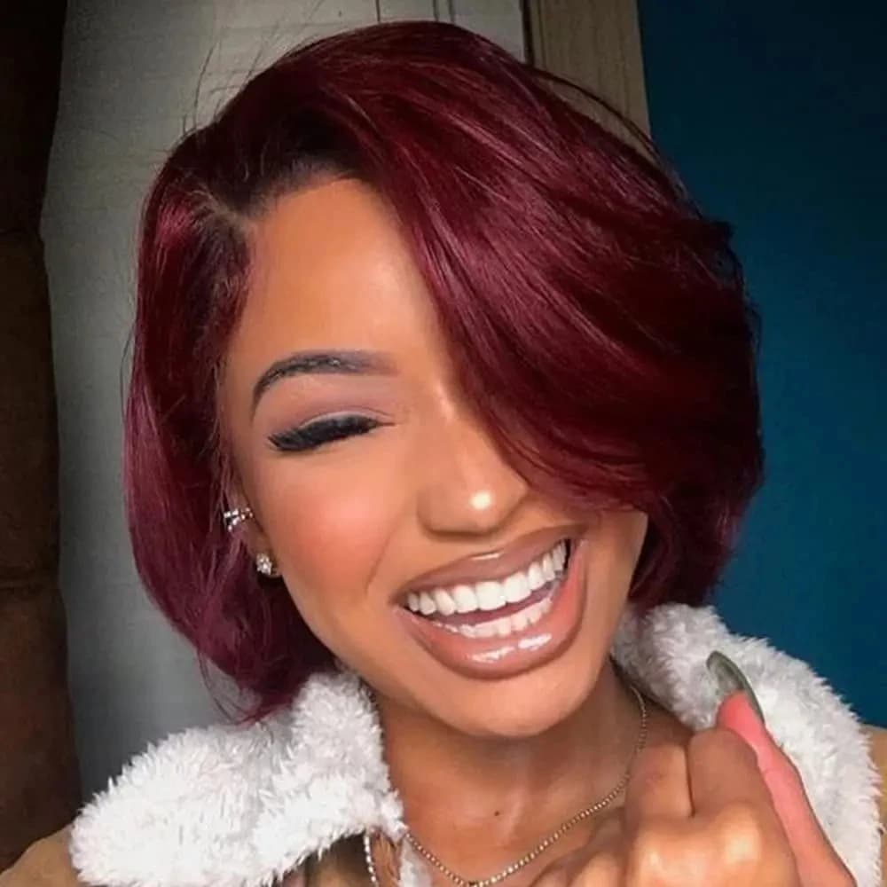 13x4 Lace Frontal Wig Brazilian Remy Human Hair Wigs For Women Wavy Preplucked Hairline Side Part Short Bob