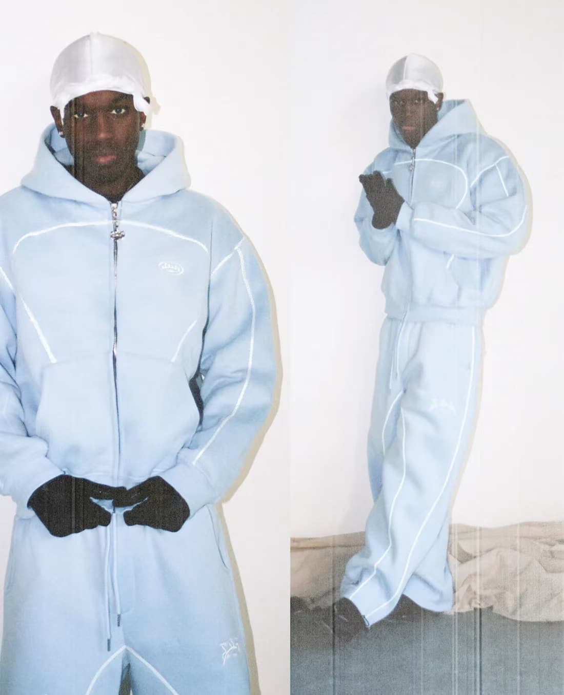 Ensemble de survêtement 2 pièces pour homme, sweat à capuche zippé à rayures réfléchissantes et pantalon de jogging, tenue streetwear décontr