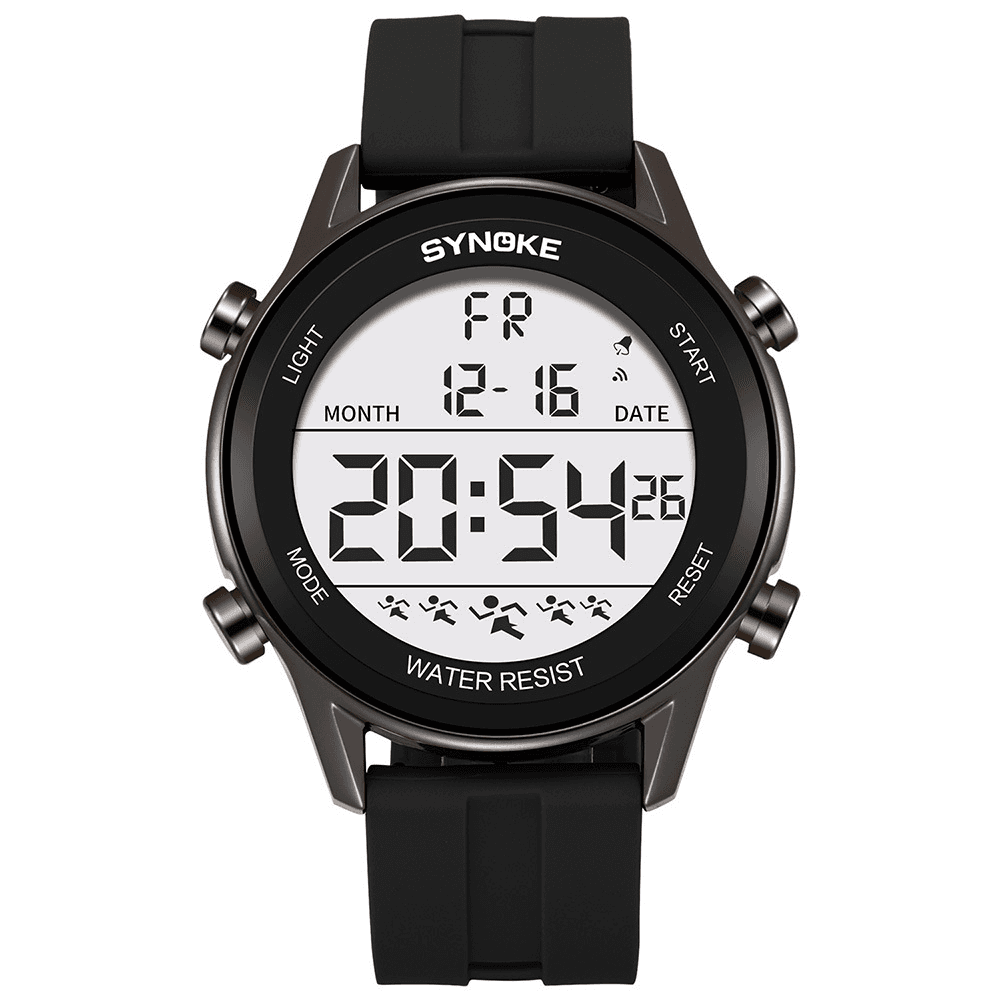 Men's Sports Silicone Electronic Watch Waterproof Large Screen Luminous Outdoor Mountaineering 22mm Strap