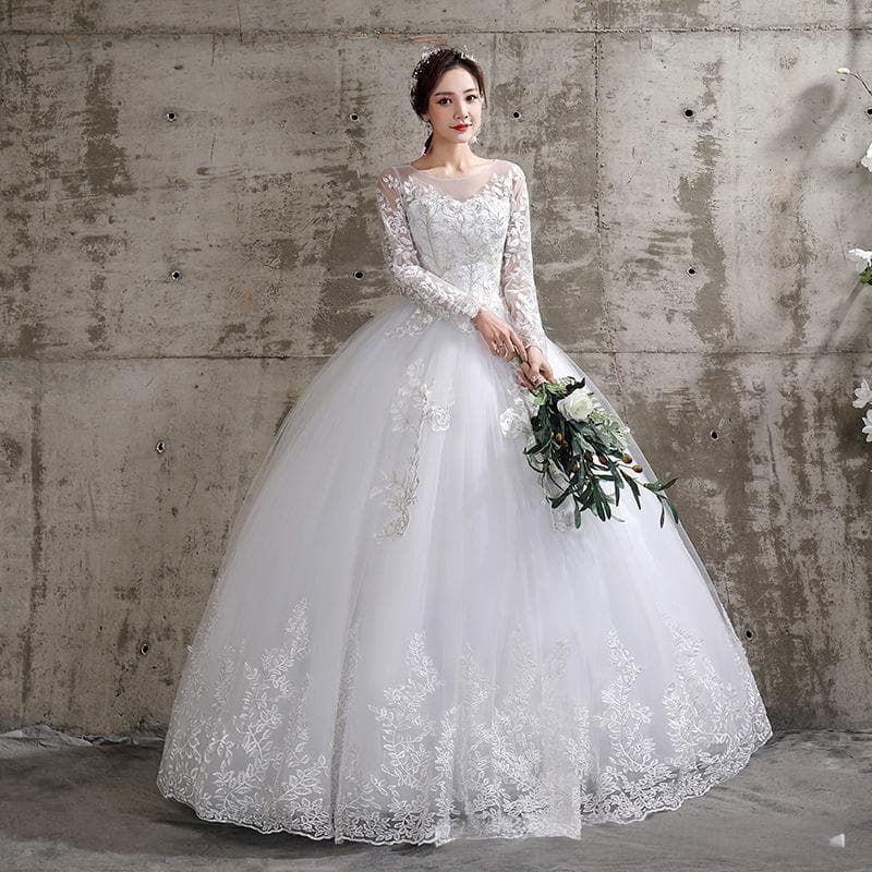 Women's Clothing Wedding Dress Bride Sleeves Wedding Wedding Dress Slim Slim Large Size Simple