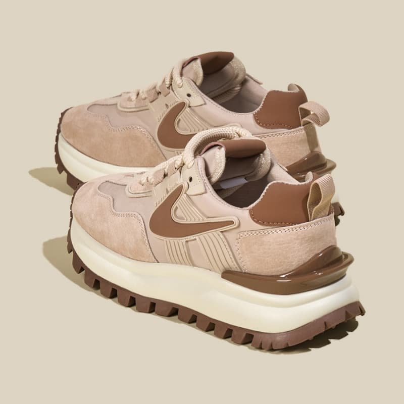 Thick Soled Raised Apricot Colored Dad Female Internet Celebrity Super Hot Forrest Gump Shoes, 2025 Spring New Genuine