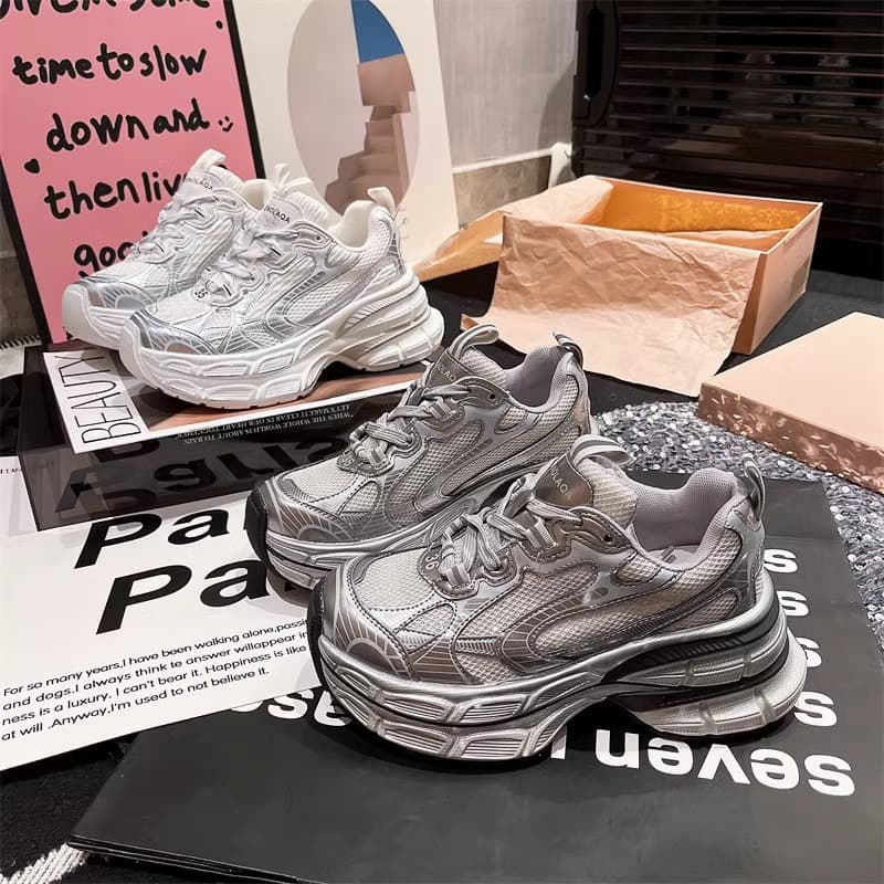 NEW Double-layer Paris Dad Shoes For Women, 2025 New Thick-soled Cake Casual Shoes And Sports Shoes For Petite Women