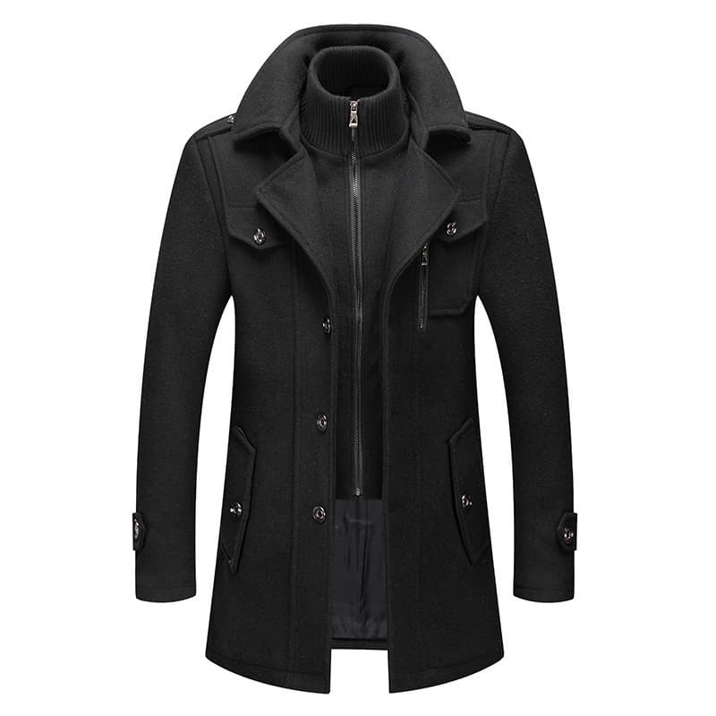 Men's Clothing Autumn And Winter Men's Business Woolen Coat Fashionable Double Collar Cold Resistant Woolen Coat