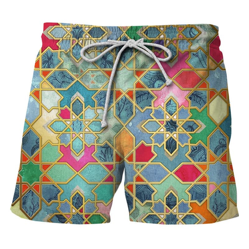 2024 New Cross-border Fashion Retro Pattern 3d Printed Beach Pants Loose Casual Comfortable Men's Beach Shorts