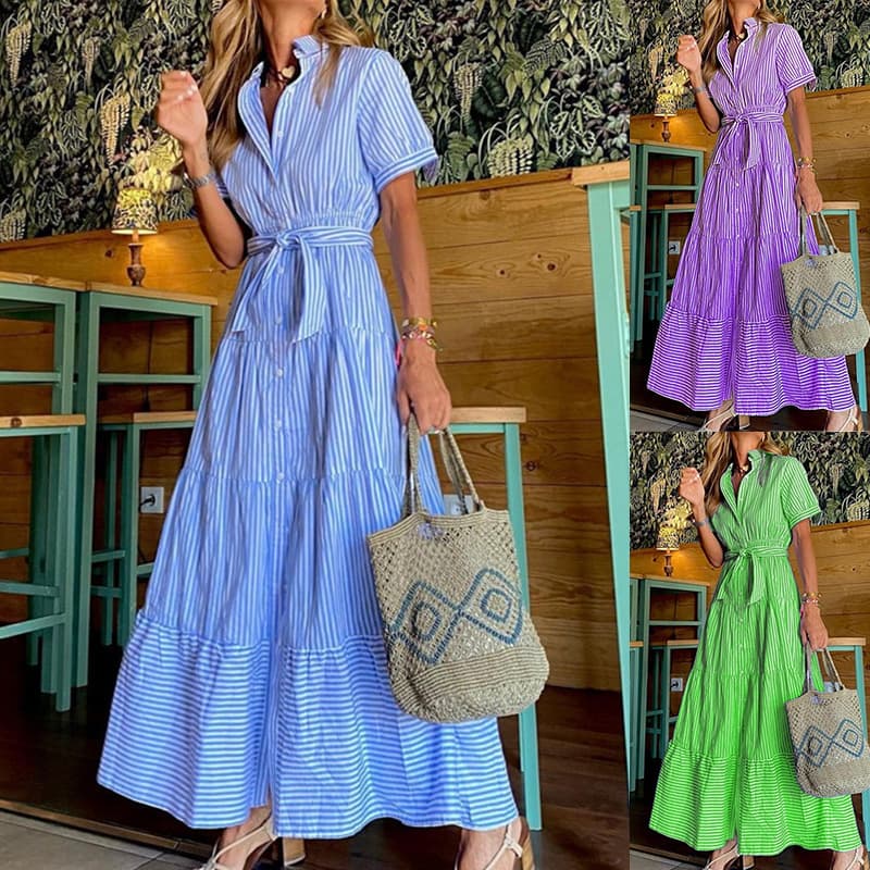 Women's Clothes Casuel Printed Fashion Loose Fitting Dress