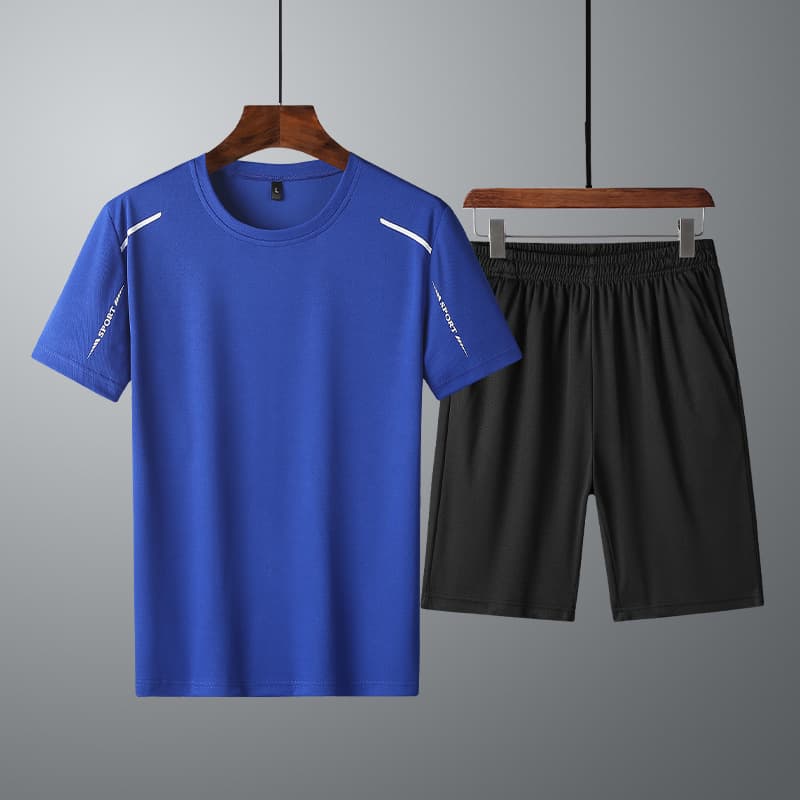New Casual Sports Suit Men's Short Sleeved T Shirt Shorts Middle Aged And Young People Large Size Loose Thin Breathable