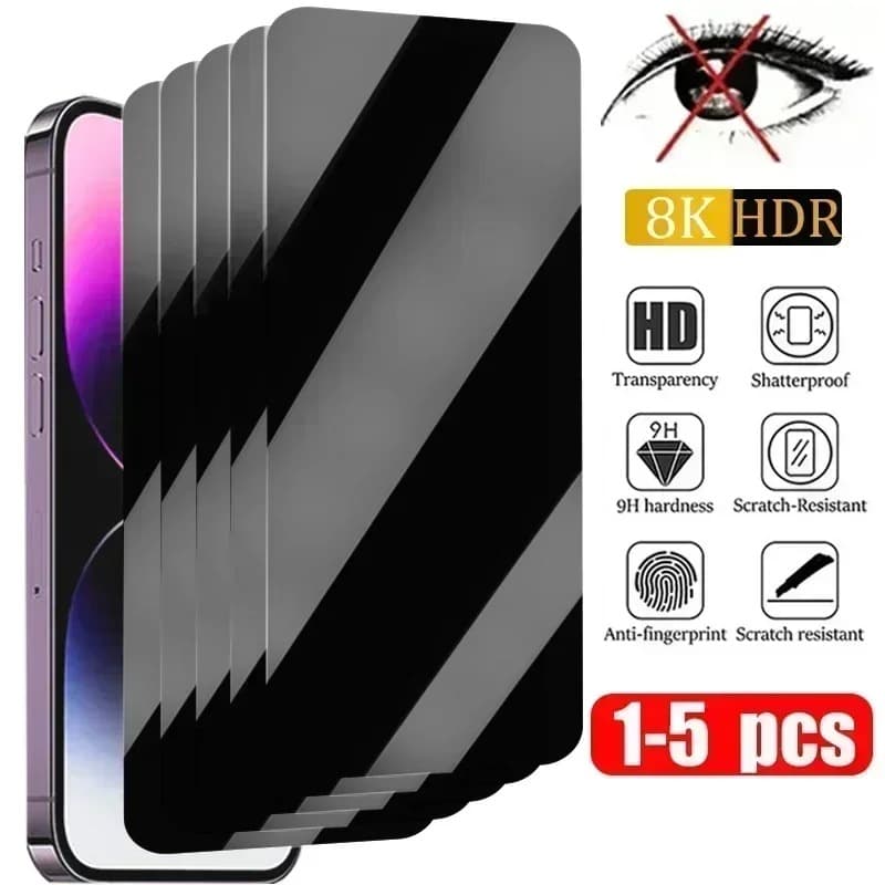 3-5PCS Anti-Spy Glass for iPhone 14 13 15 12 11 16 Pro Max Mini Plus SE 2020 22 X XS XR Privacy Screen Protector For iPhone 7 8