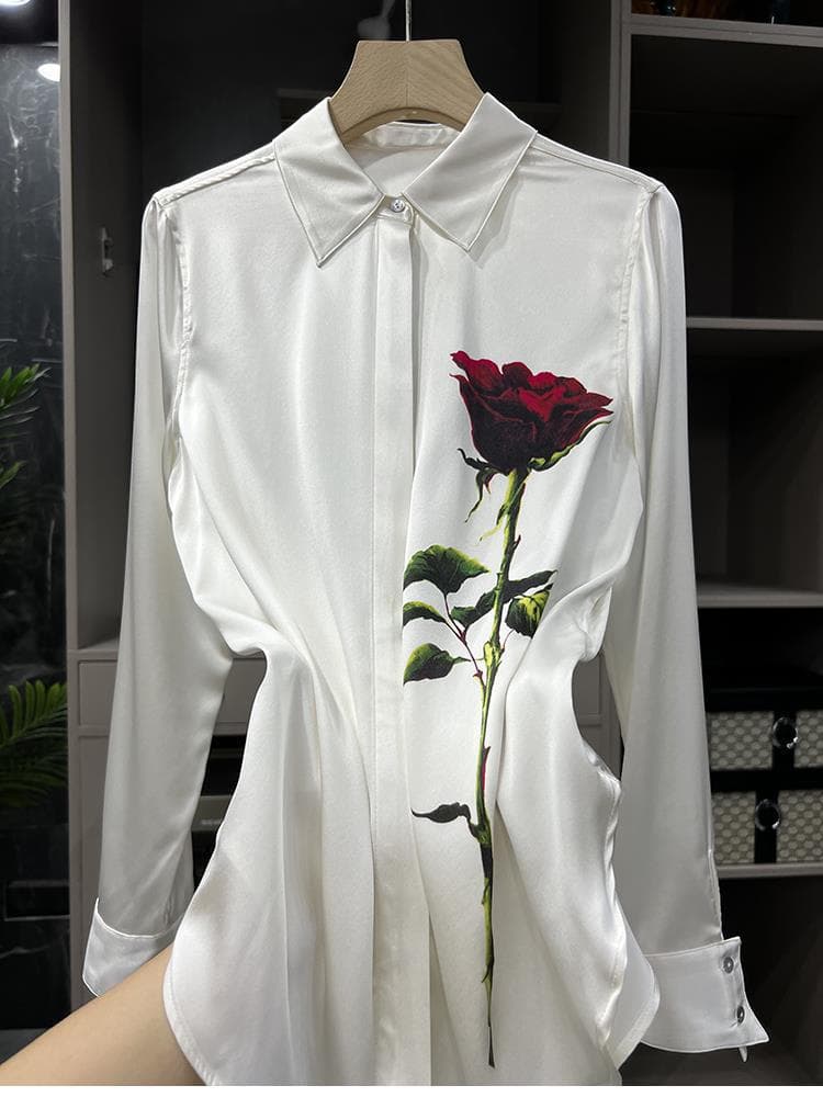 Women's fashion positioning rose long-sleeved shirt
