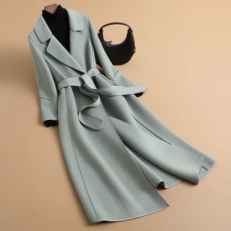 Women's Long Coat Live Broadcast Double-sided Woolen Warm Coat Handmade Woolen Suit Collar Trench Coat