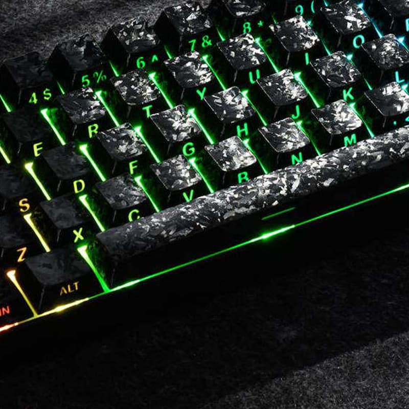 Forged Carbon Matte Double Shot PBT Keycaps Cherry Profile Side Print RGB Backlit Key Caps For MX Switches Mechanical
