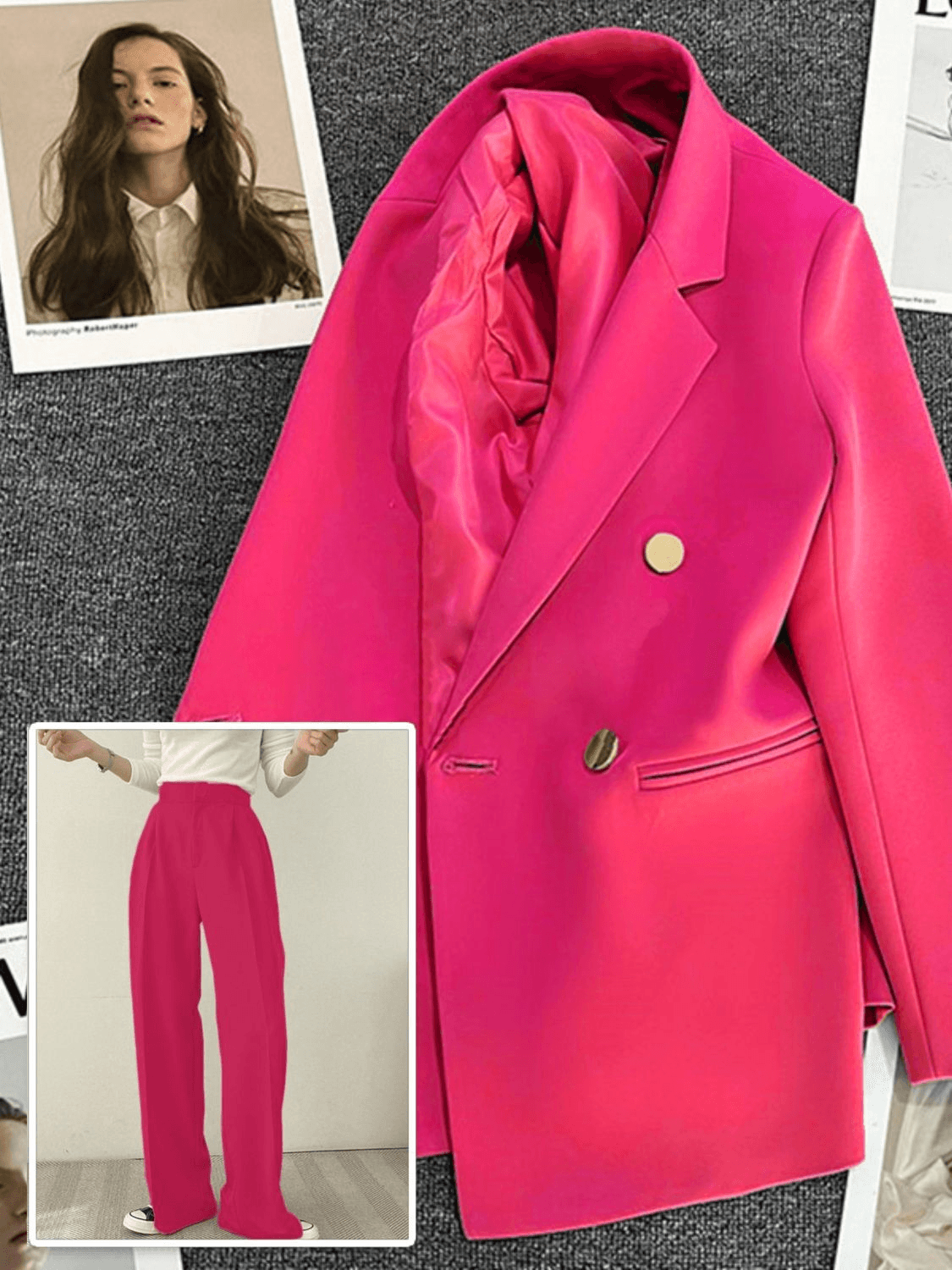 Women's Clothing Fashion Casual Advanced Spring And Autumn New Loose Slim Two Piece Suit Suit