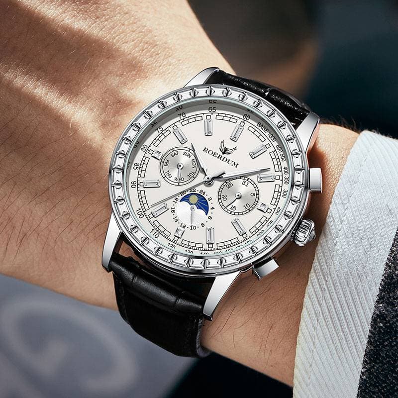 Transcendent Master Collection 2025 Men's Mechanical Watch - Multifunction Black Leather Strap, 30M Waterproof, Luminous, Luxury Style