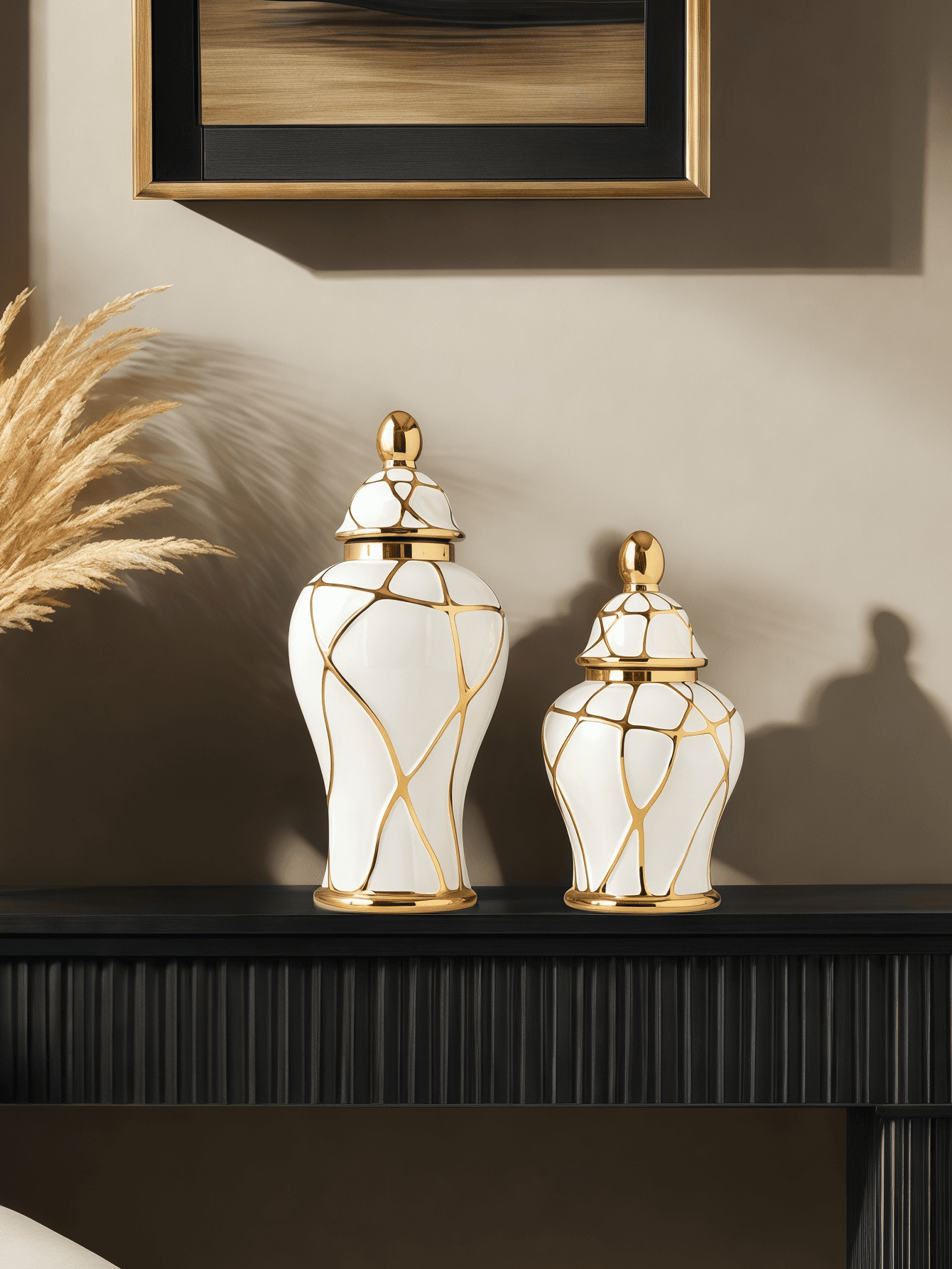 Vase en céramique avec couvercle, 1 pièce, en forme de fissure, rempli d'eau, décoration d'intérieur de haute qualité, composition florale, vase