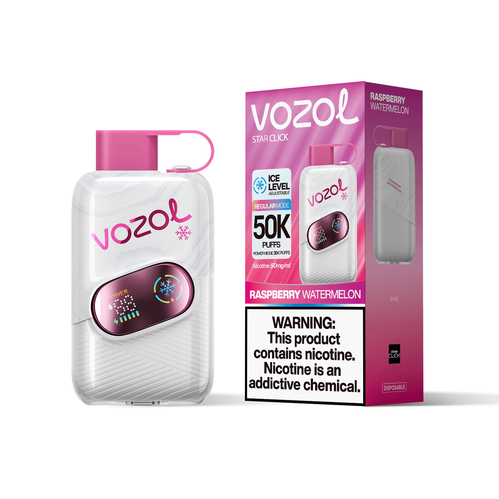 Entrepôt UE 1 PCS Vozol Star Click 50000 Bouffées 50k Vape Jetable avec Écran Bildschirm Vape Boisson Énergisante Longue Durée
