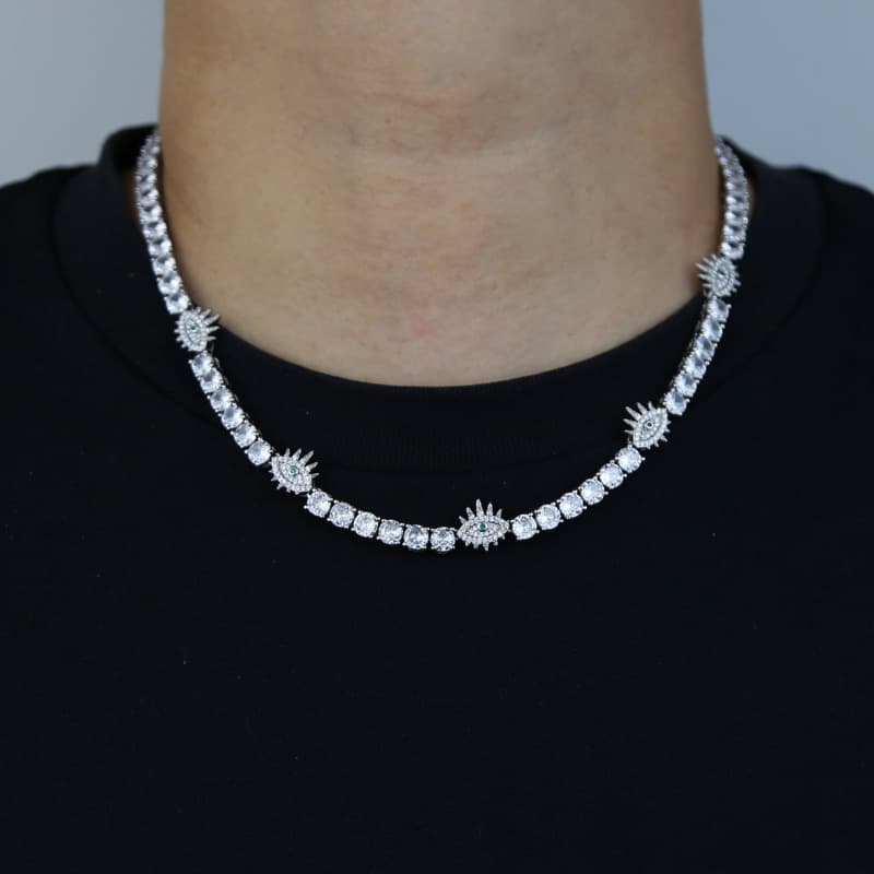 Hip Hop New Eye Zircon Tennis Chain Fashion Trend Men's Tennis Chain Necklace
