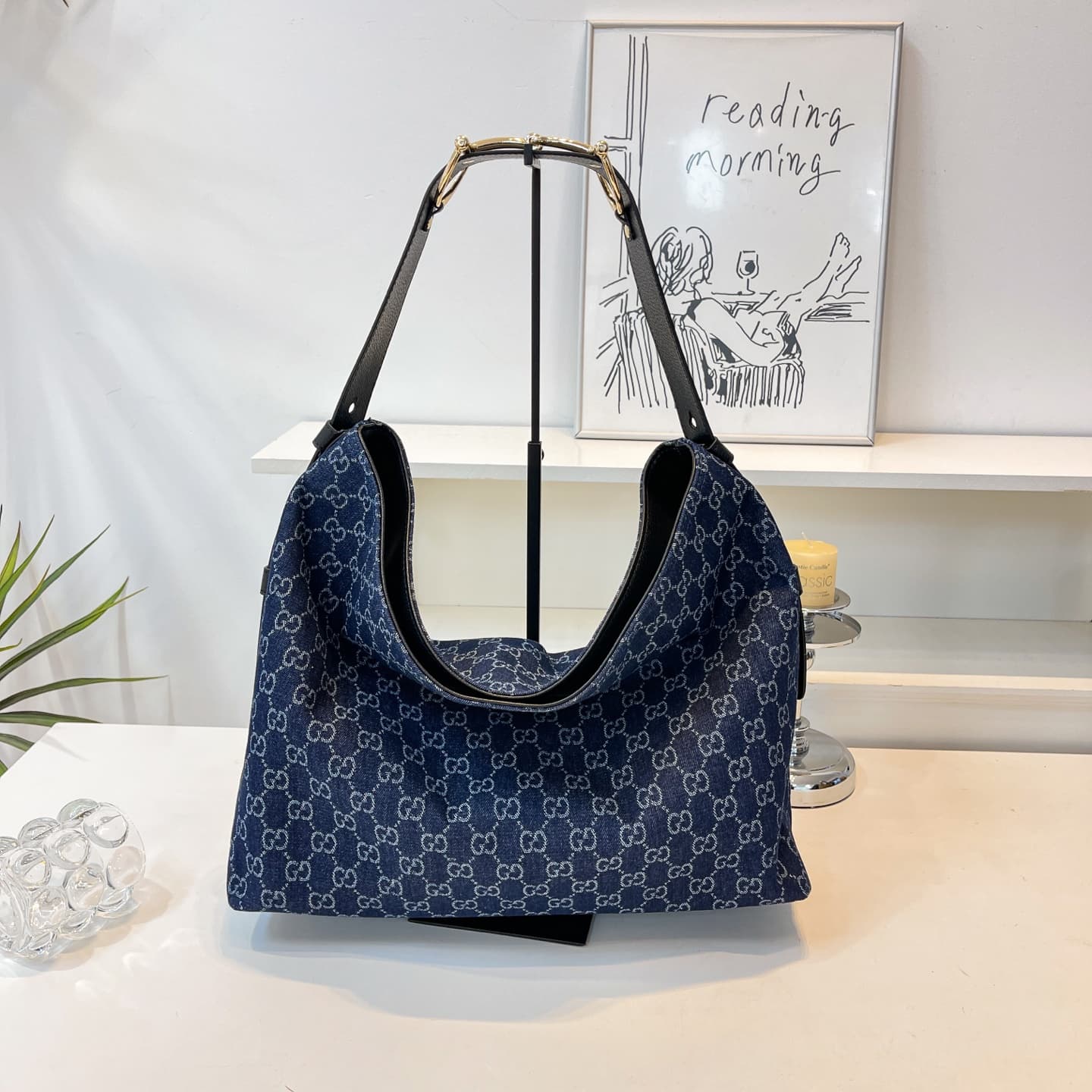 Sac à main Horsebit 2025, bandoulière Giorgio Armani, détails métalliques, sac porté épaule, sac à main en toile imprimée et cuir